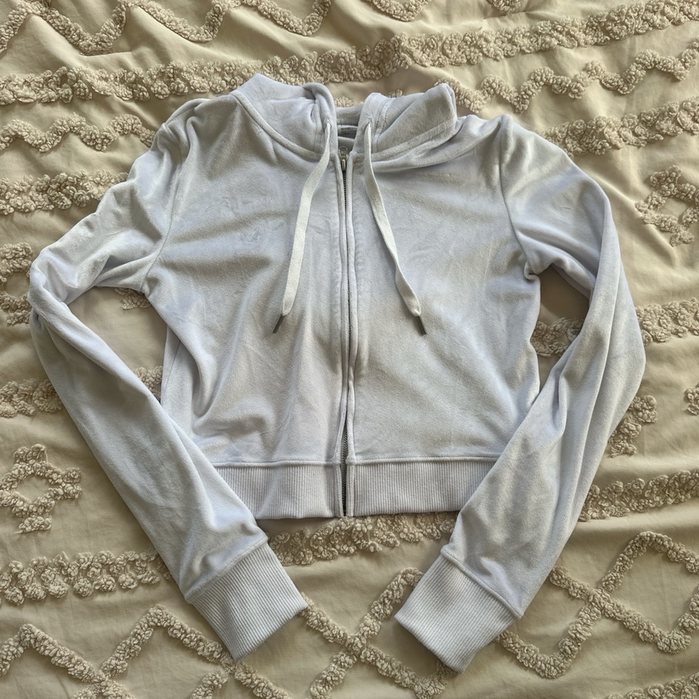 Aerie White Zip-Up Hoodie
